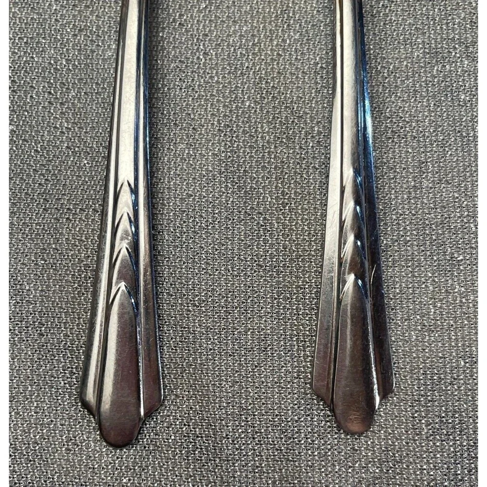 Vintage EKCO EKS7 Set of Two Teaspoons Stainless Steel Art Deco